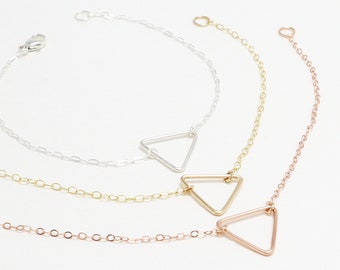 Delicate Triangle Bracelet, Minimalist Bracelet, Friendship Bracelet, Bracelet For Women, Geometric Gold Filled Bracelet | Enchant Bracelets