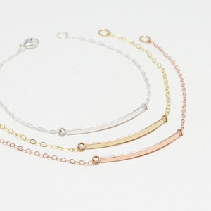 gold bracelet, skinny bar bracelets, bracelets for women, rose gold bracelet, silver bracelets for women, minimalist | Accent Bracelets