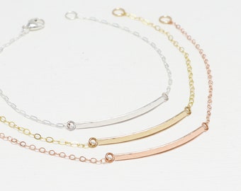 gold bracelet, skinny bar bracelets, bracelets for women, rose gold bracelet, silver bracelets for women, minimalist | Accent Bracelets
