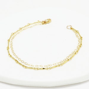 Dainty Double Chain Bracelet, Minimalist Bracelet, Layering Bracelet, 14K Gold Filled, Delicate Bracelet For Women | Darling Bracelets