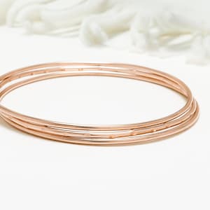 Thin Rose Gold Stacking Bangles, Set Of 3, Minimalist Bangle, Rose Gold Filled Bracelets, Delicate Bracelet For Women | Celebration Bangles