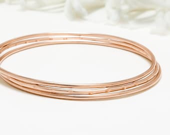 Thin Rose Gold Stacking Bangles, Set Of 3, Minimalist Bangle, Rose Gold Filled Bracelets, Delicate Bracelet For Women | Celebration Bangles