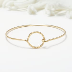 Dotted Open Circle Bracelet, Karma Bangle, Gold Filled Bracelet, Dainty Gold Bracelet, Minimalist Stackable Bangles Gold | Unity Bangle