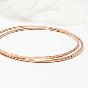 Rose Gold Stacking Bangle, Set Of 2, Minimalist Bangle Bracelet, Thin Gold Filled Bangle, Dainty Bangle For Women | Celebration Bangles