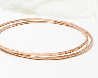 Bracciale impilato in oro rosa, set di 2, bracciale minimalista, bracciale sottile riempito d'oro, bracciale delicato per donne / braccialetti celebration