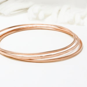Thin Rose Gold Bangle Bracelet, Set Of 3, Minimalist Bangle, Delicate Bangle, Dainty Simple Stacking Bangle Women | Celebration Bangles