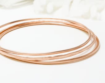 Thin Rose Gold Bangle Bracelet, Set Of 3, Minimalist Bangle, Delicate Bangle, Dainty Simple Stacking Bangle Women | Celebration Bangles