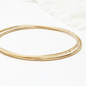 Thin Gold Bangle Bracelet Set Of 2, Dainty Minimalist Bangle, Delicate Bangle, Stack 14K Gold Filled Bracelet Women | Celebration Bangles