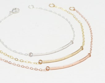rose gold bracelet, gold bracelet, skinny bar bracelets, bracelets for women, silver bracelets for women, minimalist | Accent Bracelets
