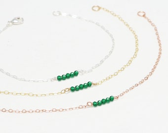 Gold Emerald Bar Bracelet, May Birthstone Bracelet, Minimalist Bracelet, Gemstone Bracelet, Birthstone Jewelry, Skinny Bar | May Bracelet