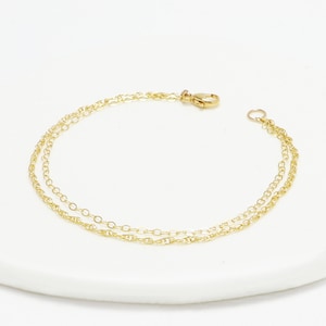 Double Chain Bracelet, Minimalist Bracelet, Layering Bracelet, Dainty Bracelet, Silver, Gold Filled, Bracelet For Women | Darling Bracelets