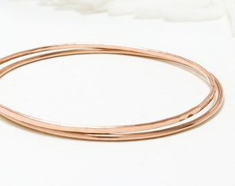 Stacking Rose Gold Bangle Bracelet, Set Of 2, Dainty Minimalist Bangle, Delicate Bangle, Gold Filled Bracelet Women | Celebration Bangles