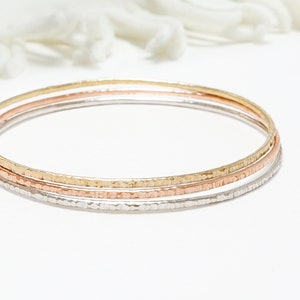 Minimalist Gold Bangle Set Of 3, Thin Gold Filled Bangle Bracelet, Dainty Stacking Bangles, Delicate Bangle For Women | Celebration Bangles