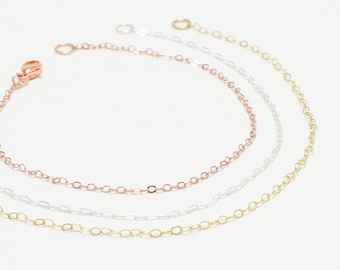 Thin Gold Chain Bracelet, Minimalist Bracelet, Silver Bracelet, Layering Bracelet, 14K Gold Filled, Bracelet For Women | Darling Bracelets