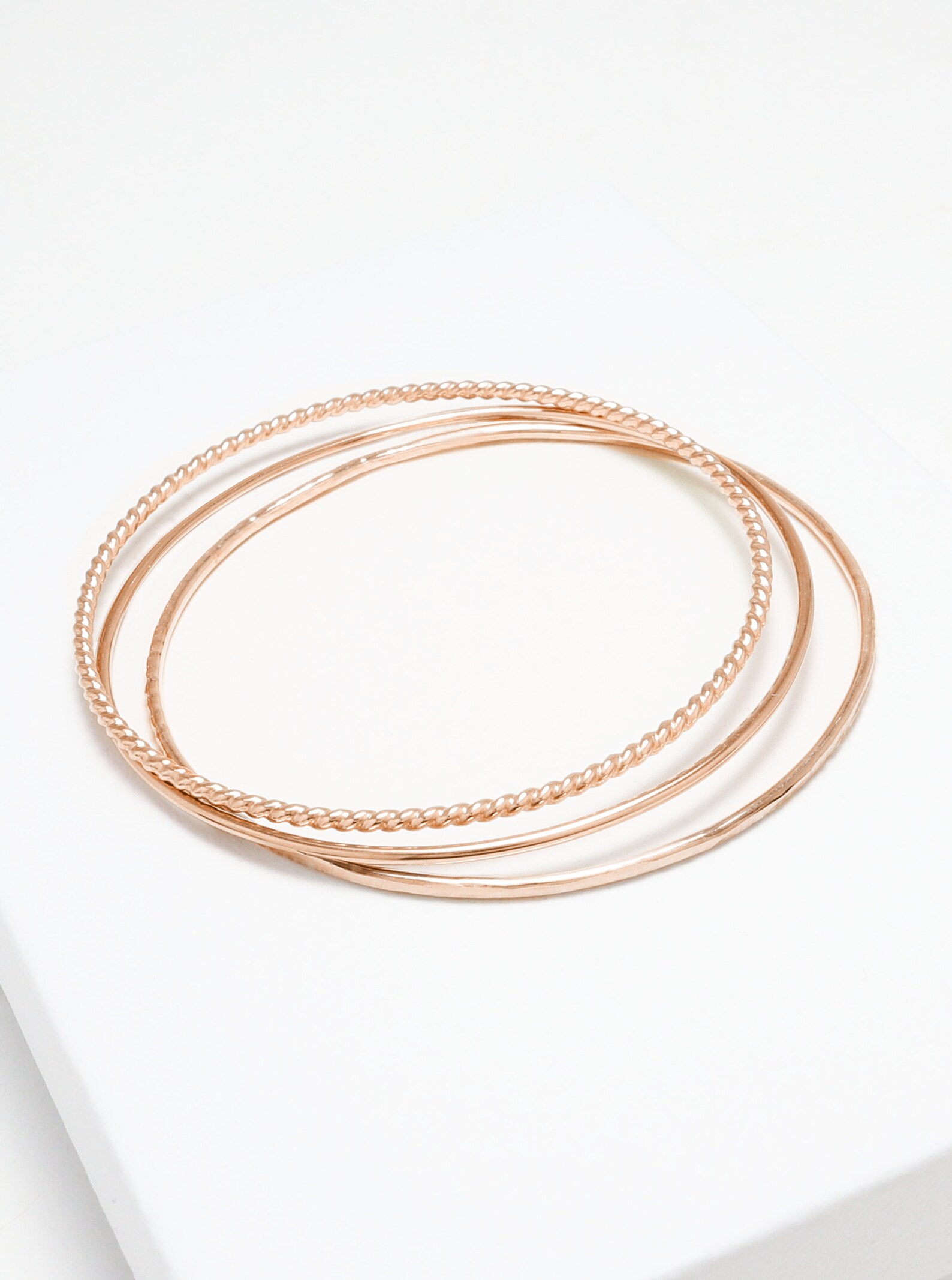 Thin Rose Gold Filled Bangle Bracelet, Set of 3, Minimalist Bangle ...