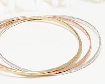 Minimalist Gold Bangle Set Of 3, Thin Gold Filled Bangle Bracelet, Dainty Stacking Bangles, Delicate Bangle For Women | Celebration Bangles