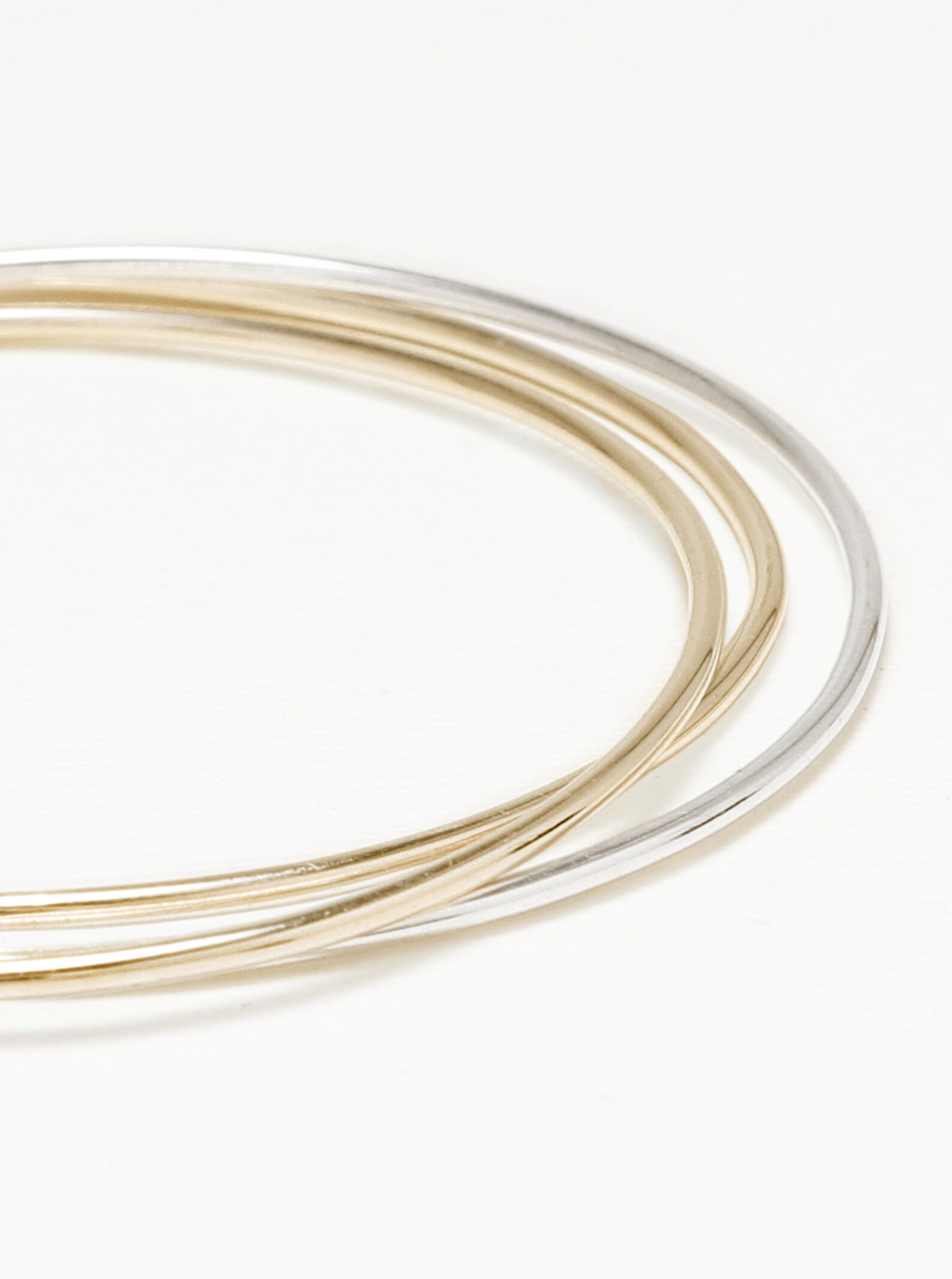 Thin Gold and Silver 3 Interlocking Bangle, 3 Circle Bangle, Gold ...