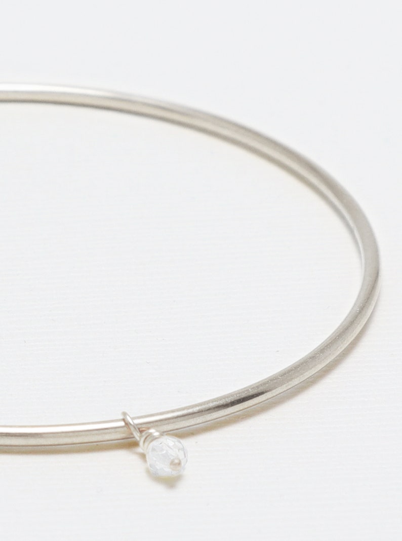 Silver Bangle, Minimalist Bracelet, Bangles, Bangle Bracelet, Stackable Bangles, Dainty Bracelet, Bracelet For Women The April Bangle image 4