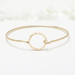 Line Hammered Open Circle Bracelet, Karma Bangle, Gold Filled Bracelet, Dainty Gold Bracelet, Minimalist Bracelet, Stackable | Unity Bangle