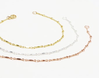 Minimalist Gold Chain Bracelet, Thin Silver Bracelet, Layering Bracelet, 14K Gold Filled, Simple Bracelet For Women | Darling Bracelets