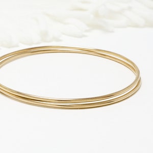 gold fill bangle set of 2, thin gold bangle, gold bangle, gold bracelet, bangle bracelet, gold fill bracelet Celebration Bangles image 1