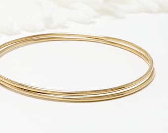 gold fill bangle set of 2, thin gold bangle, gold bangle, gold bracelet, bangle bracelet, gold fill bracelet | Celebration Bangles