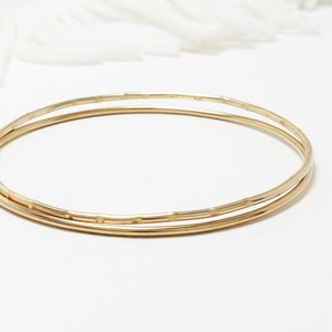 Minimalist Bangle Gold, Set Of 2, Thin Gold Filled Bangles, Stacking Bangles Bracelet, Simple Dainty Bracelet Women | Celebration Bangles