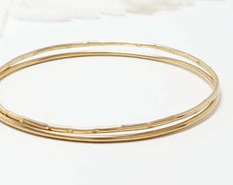 Minimalist Bangle Gold, Set Of 2, Thin Gold Filled Bangles, Stacking Bangles Bracelet, Simple Dainty Bracelet Women | Celebration Bangles