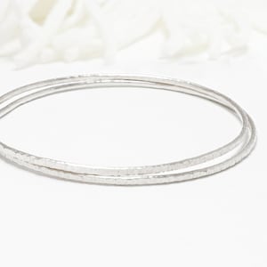 Thin Silver Bangle Bracelet, Set Of 2, Line Hammered, Dainty Stacking Bangles, Minimalist Bangle Bracelet For Women | Celebration Bangles