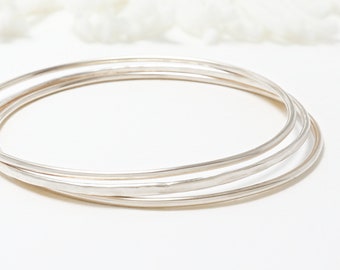 Thin Silver Bangle Bracelet, Set Of 3, Minimalist Bangle, Delicate Bangle, Dainty Simple Stacking Bangle Women | Celebration Bangles