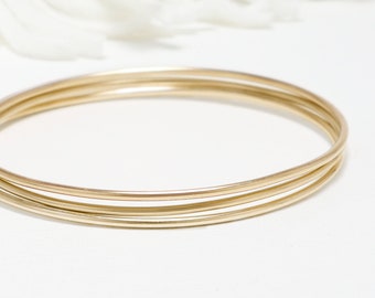 Thin Gold Filled Bangle Set Of 3, Minimalist Bangle, Simple Stacking Bangle, Dainty Bangle Bracelet, Bangles For Women | Celebration Bangle