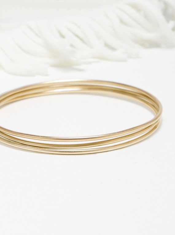 Thin Gold Filled Bangle Set Of 3, Minimalist Bangle, Simple Stacking Bangle, Dainty Bangle Bracelet, Bangles For Women | Celebration Bangle