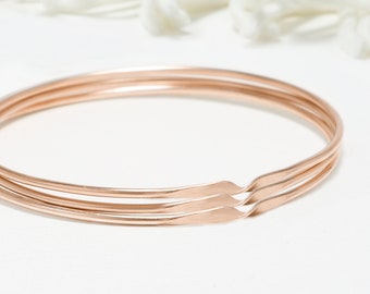 3 Thin Rose Gold Mobius Bracelet, Promise Bangles For Women, Mobius Ring, Thin Mobius Bangle, Promise Bracelets For Women | Unity Bangles