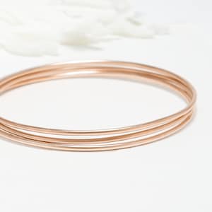 Thin Rose Gold Filled Bangle Set Of 3, Minimalist Bangle, Dainty Simple Stacking Bangle Bracelet, Bangles For Women | Celebration Bangle
