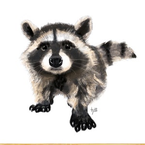 Postkarte / Kunstdruck "Sly Raccoon" A6 A5 A4 Quadrat