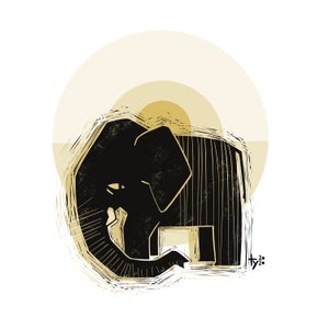 Postkarte / Kunstdruck "Elephant" A6 A5 A4 A3 Quadrat