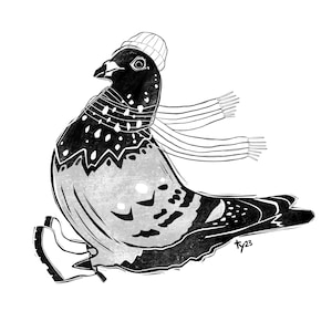 Postkarte Kunstdruck "Pigeon in Boots" A6 A5 A4 A3 Quadrat
