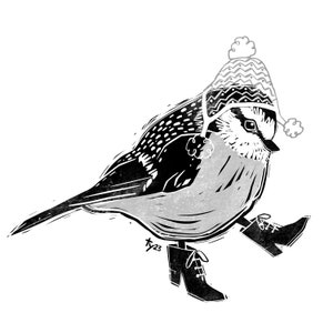Postkarte Kunstdruck "Blue Tit in Boots" A6 A5 A4 A3 Quadrat