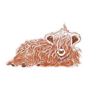Postkarte Kunstdruck "Highland Cow" • A6 A5 A4 A3