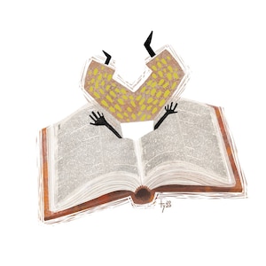 Postkarte / Kunstdruck "Book Dive" A6 A5 A4 quer