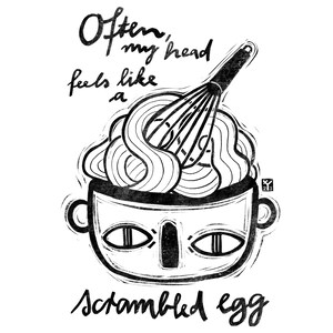 Postkarte Kunstdruck "Scrambled Egg" • weiß / Graskarton • A6 A5 A4 A3