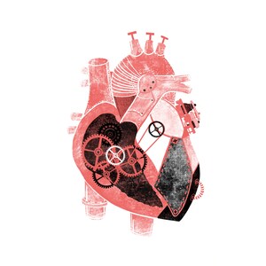 Postkarte Kunstdruck "Motor Heart" • A6 A5 A4 A3 Quadrat