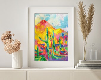 Original Painting, Gouache, Landscape painting, small wall art, home decor, gift