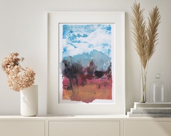 Original Art, Abstract Painting, Monotype, Abstract Landscape, Contemporary Art, Home Decor, Gift.