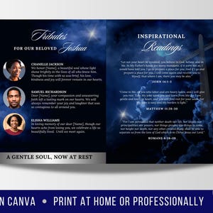 8 Page Blue Sky Funeral Memorial Template, 8.5x11 Elegant Obituary Program, Bi-Fold Funeral Program, Celebration of Life Brochure, Canva image 5