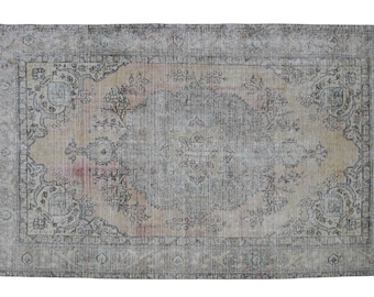 6x9 Vintage Oushak Rug | Hand-Knotted Antique Medium Area Rug | Handwoven Turkish Wool Carpet for Bedroom, Living Room - TFD101