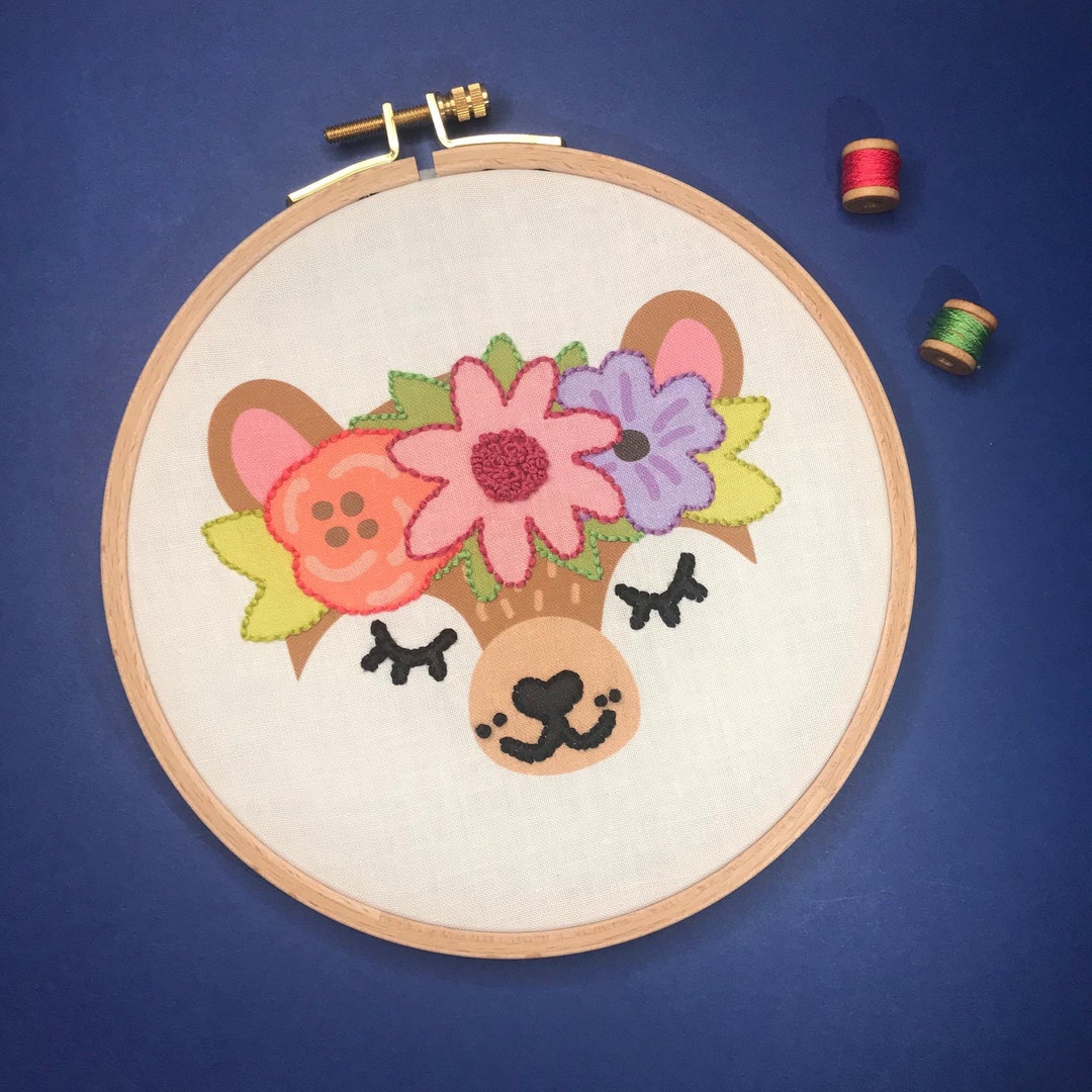 Embroidery Kit Animal Embroidery Nursery Room Fabric Etsy
