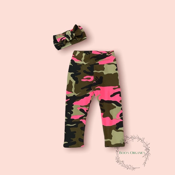 Girls camo, Pink Camo Baby, Pink Camo Legging, Girls camouflage leggings, hot pink camo bell bottom