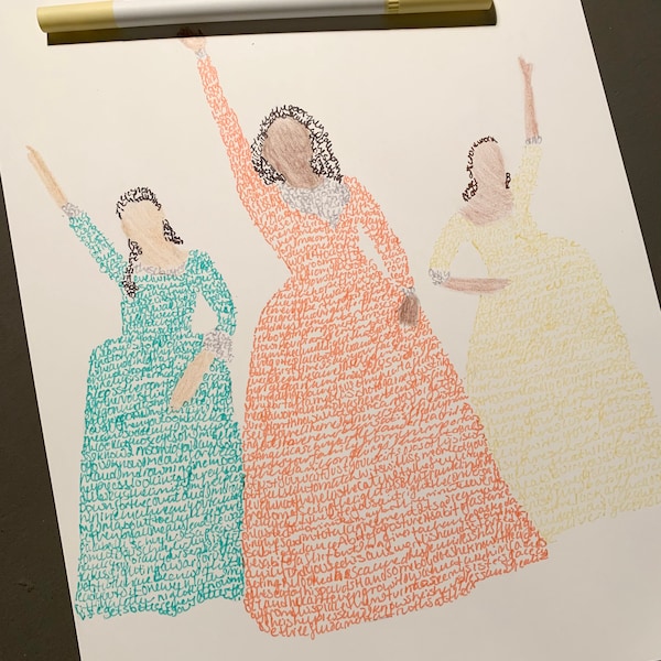 Schuyler Sisters Handwritten Lyrics Prints