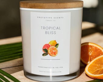 Tropical Bliss Scented Candle - Hand Poured, Prototype Scents